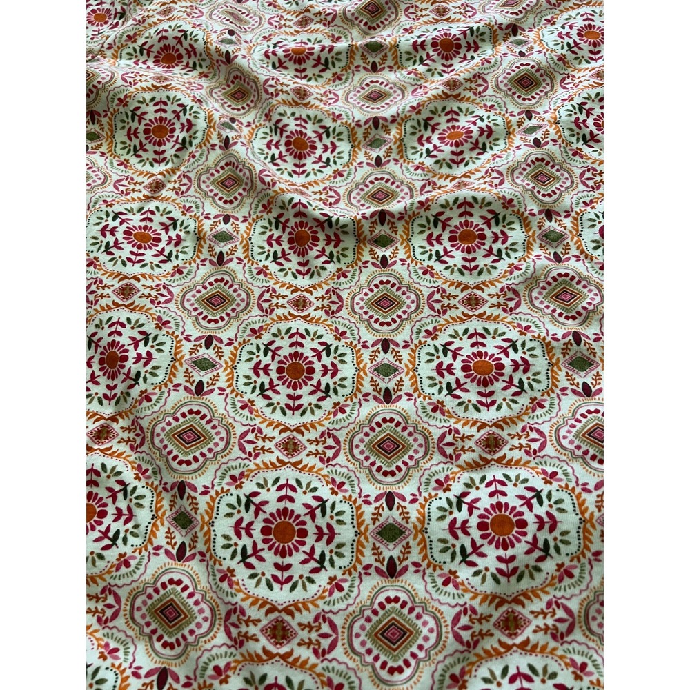 Croft & Barrow Classic Tee Womens Medium Pink Orange Medallion Print Cotton Top - Picture 2 of 6